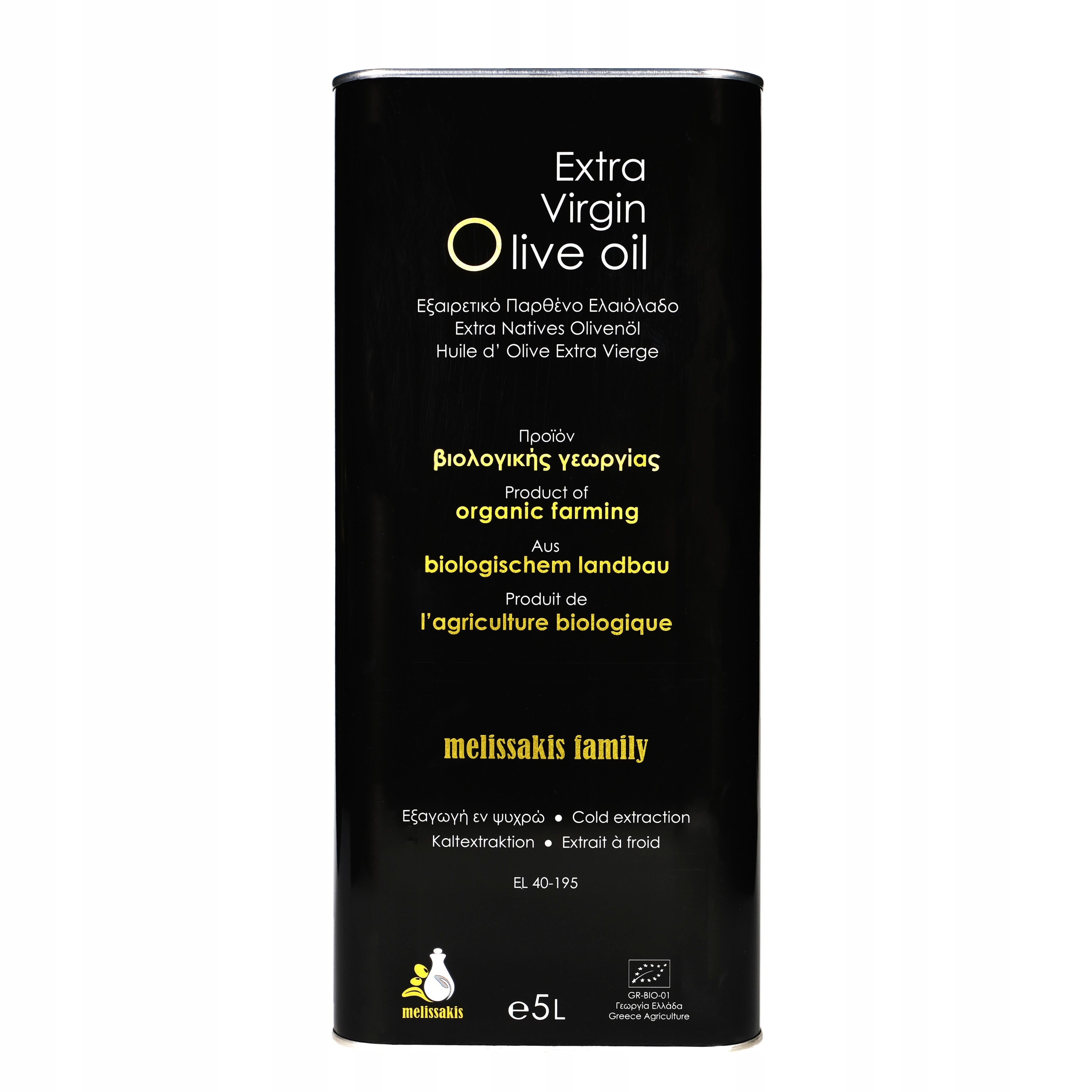 Grecka olliwa z oliwek extra virgin z upraw ekologicznych Melissakis Bio 5L