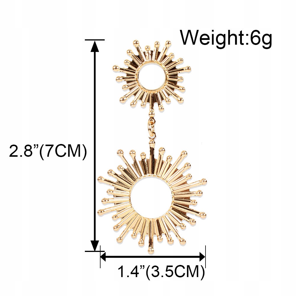 Kolczyki Sztyfty Retro Koła Słońca Złote 70mm Marka Inna marka
