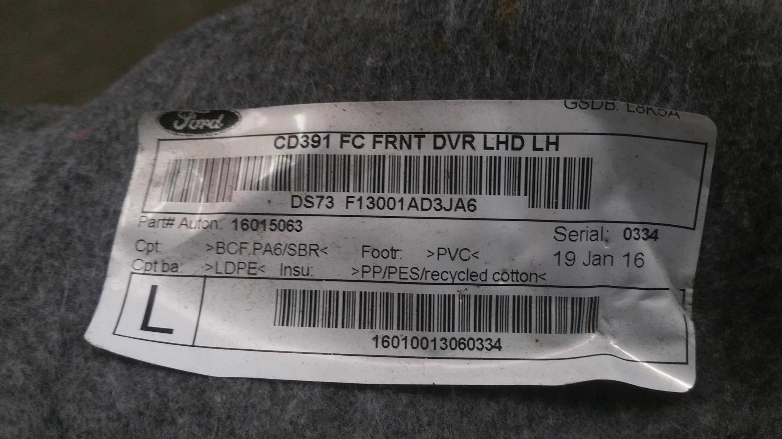 mats left front europa Ford Mondeo MK5