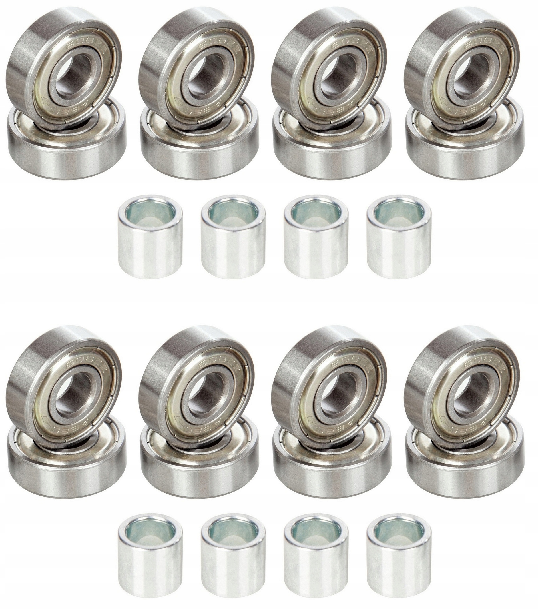 8x Kółka do rolek czarne 70mm + 16x Łożyska RAVEN Abec7 Kolor czarny