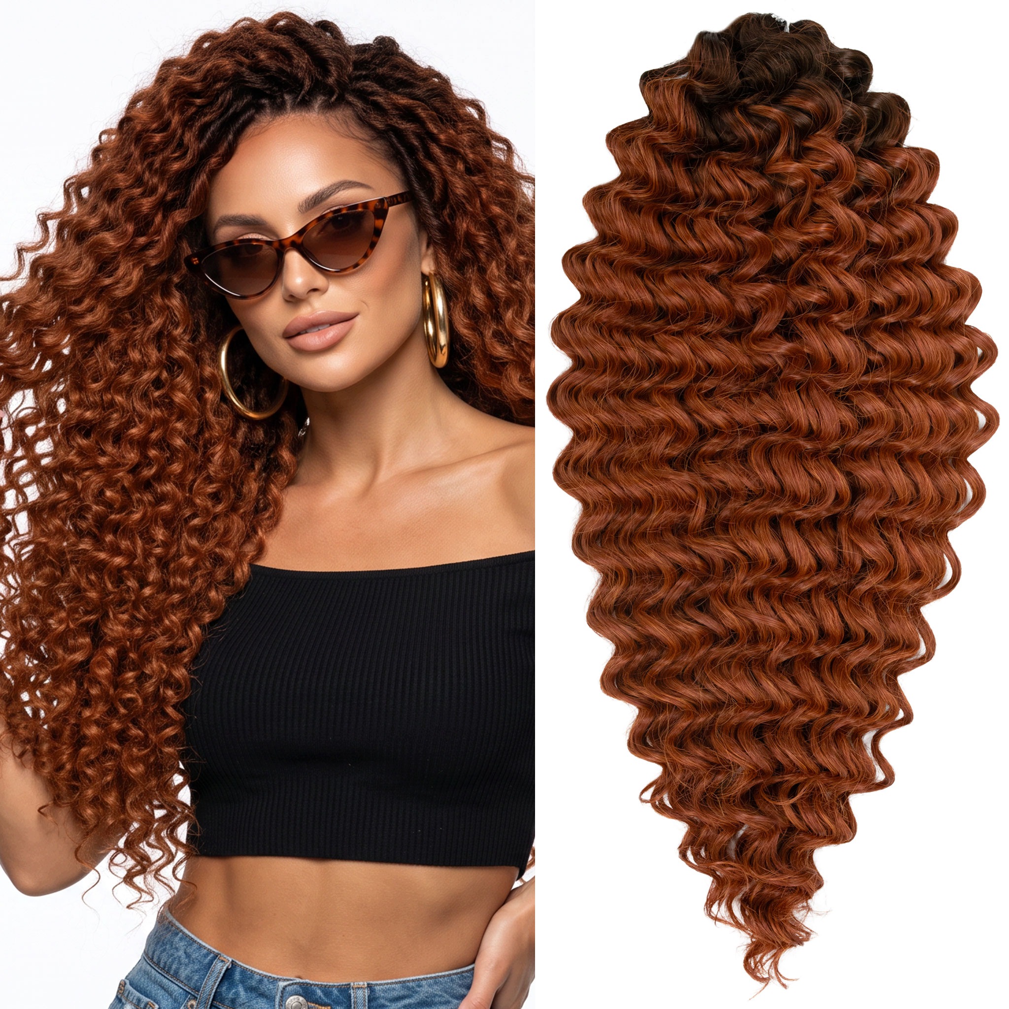 Włosy syntetyczne Afroloki Yasmine mini loki 20" 50cm 300g miedziane odrost