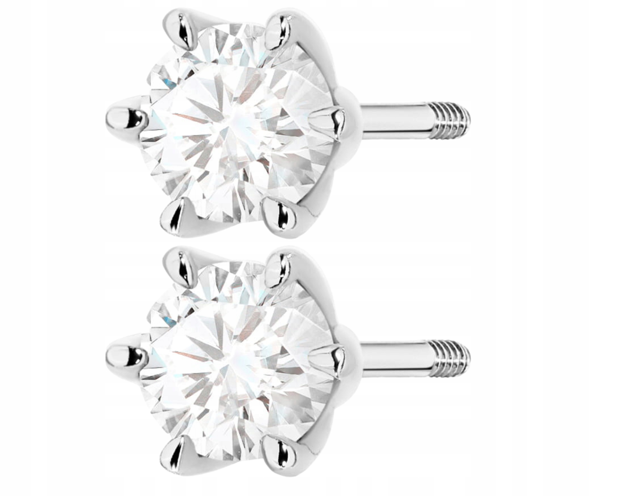 Náušnice S Diamanty A Brilianty Bílé Zlato 585 Šroubovací Tyčinka Gravírování