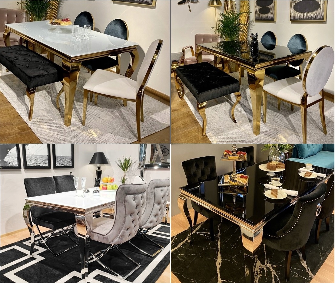 Stół Glamour 150 czarny T780 nowoczesny chromowany Kolor blatu czarny