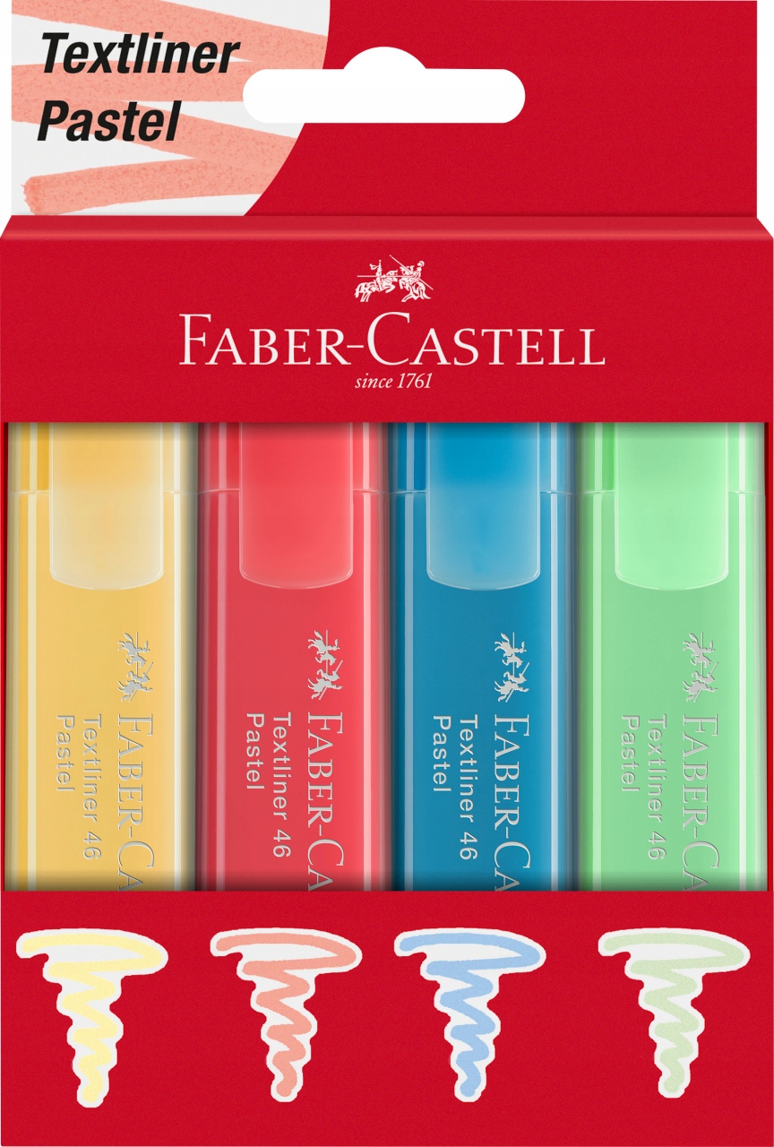 Zakreślacze Faber Castell 4 kol Textliner pastel