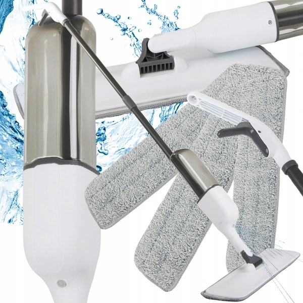 Levně Plochý mop s podložkou rotační pevný sprej 3x náhradní náplně