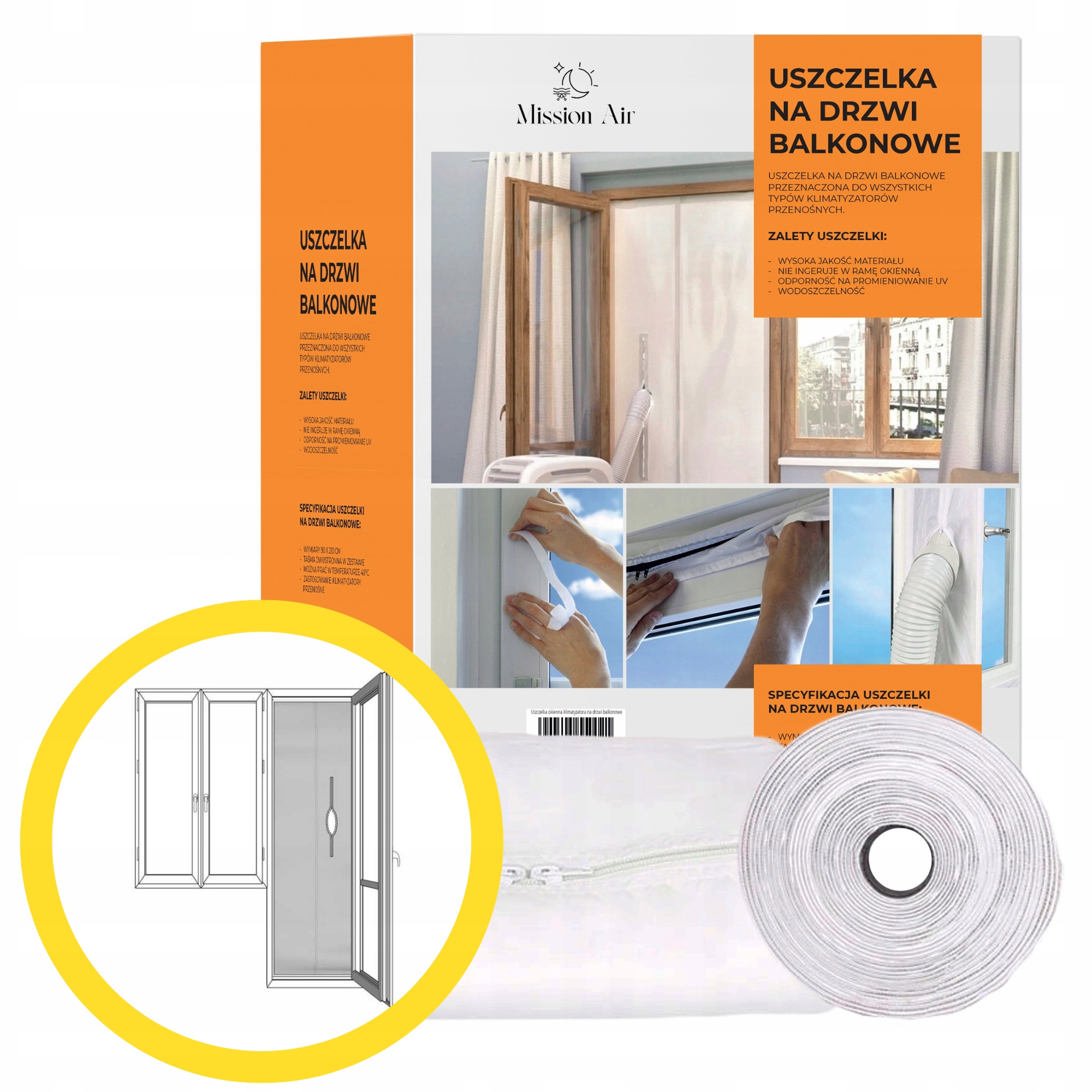 Okenní těsnění klimatizace pro balkonové dveře