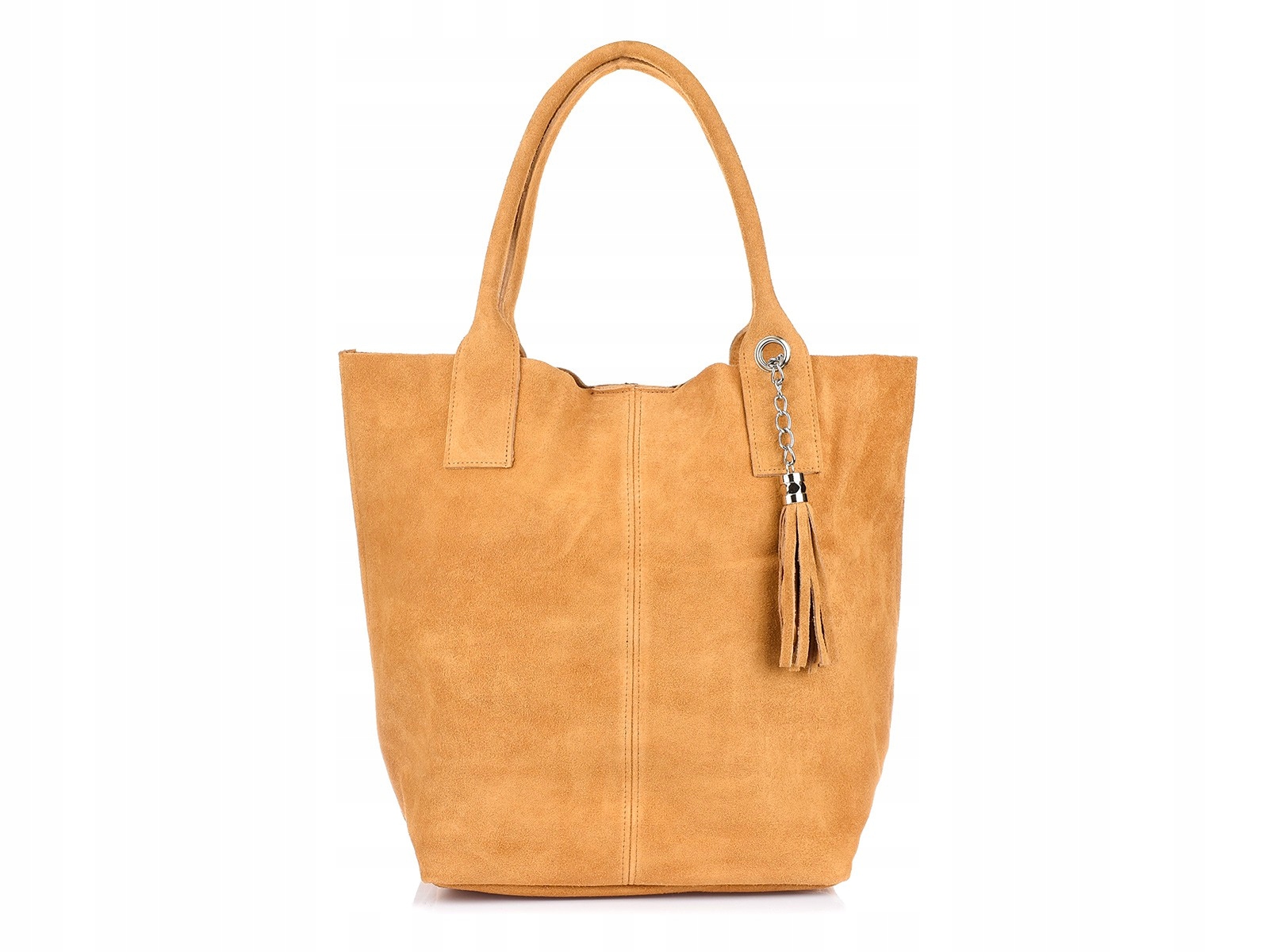 Kožená semišová kabelka Sáček velká A4 S Sáčkem camelová L82