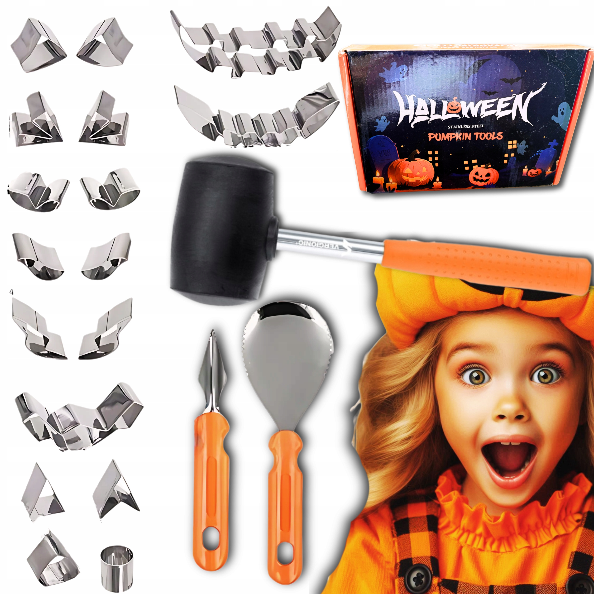 Halloween Dekorace Sada Nástrojů Pro Vyřezávání Dýní, Velký, 20 Ks