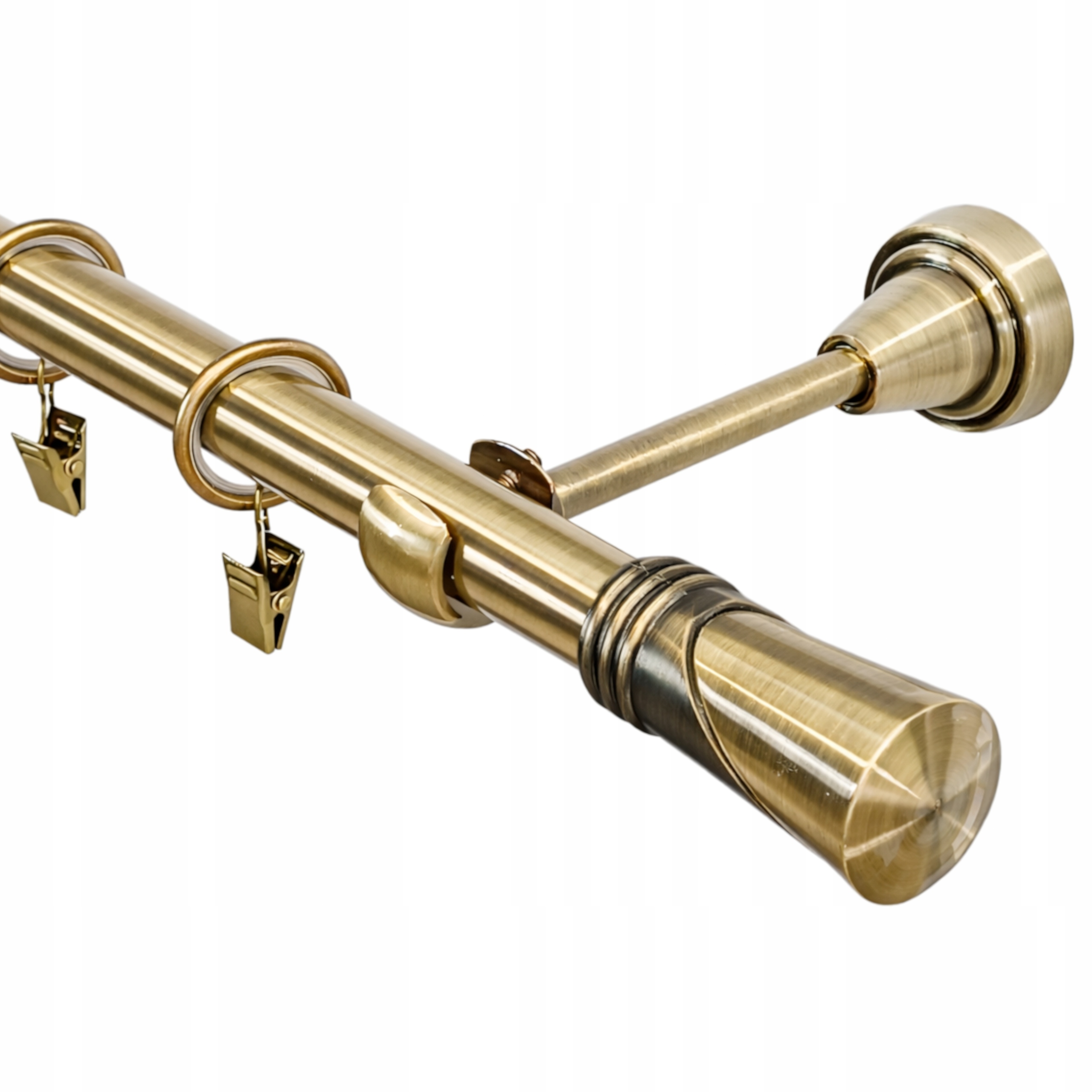 Jednoduchá Garnýž Zlatý 19 MM MIX Koncovek 360 cm Galvanizované Záclonové Tyče