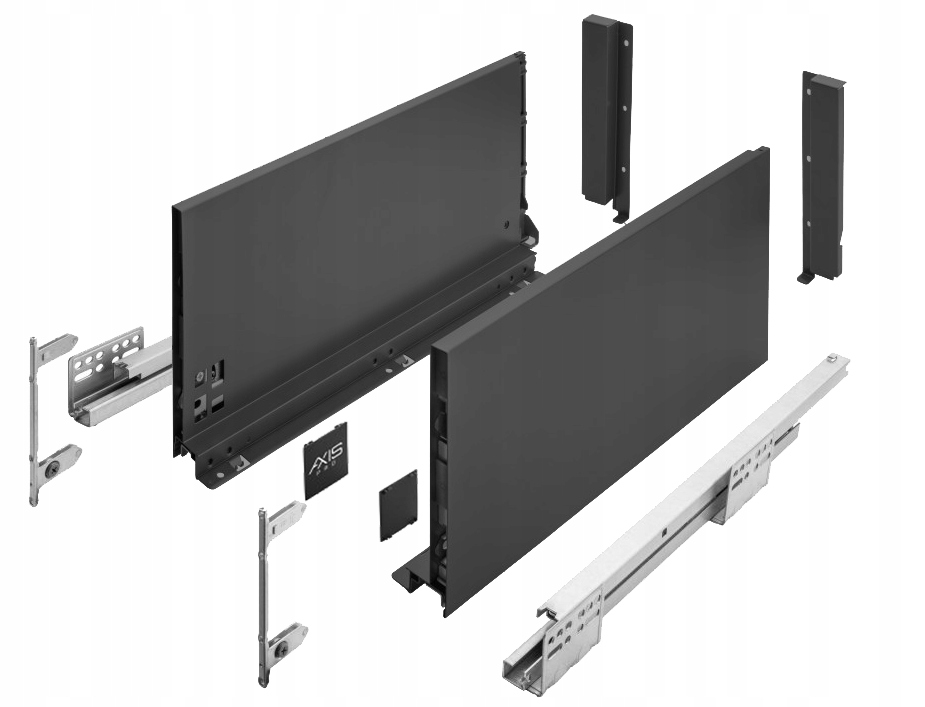 Szuflada Gtv Axis Pro B. Wysoka L500 H199 Czarna Cichy Domyk Pełen Wysuw D2