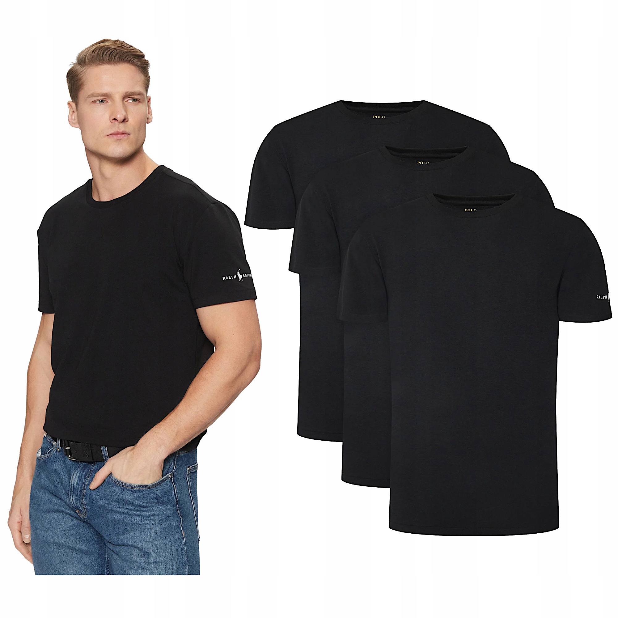 Pánské tričko Polo Ralph Lauren 3-pack, černá S