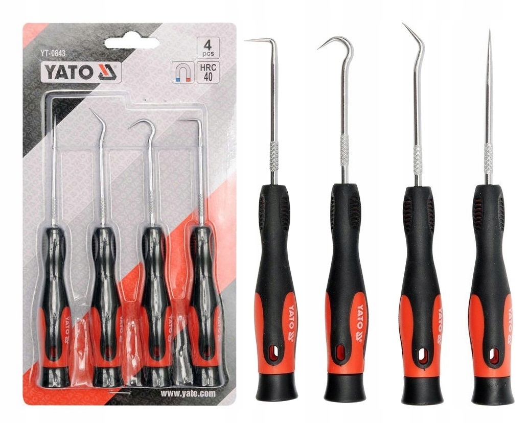 Zestaw haczyków z rękojeścią 4 elementy sztuki Yato YT-0843