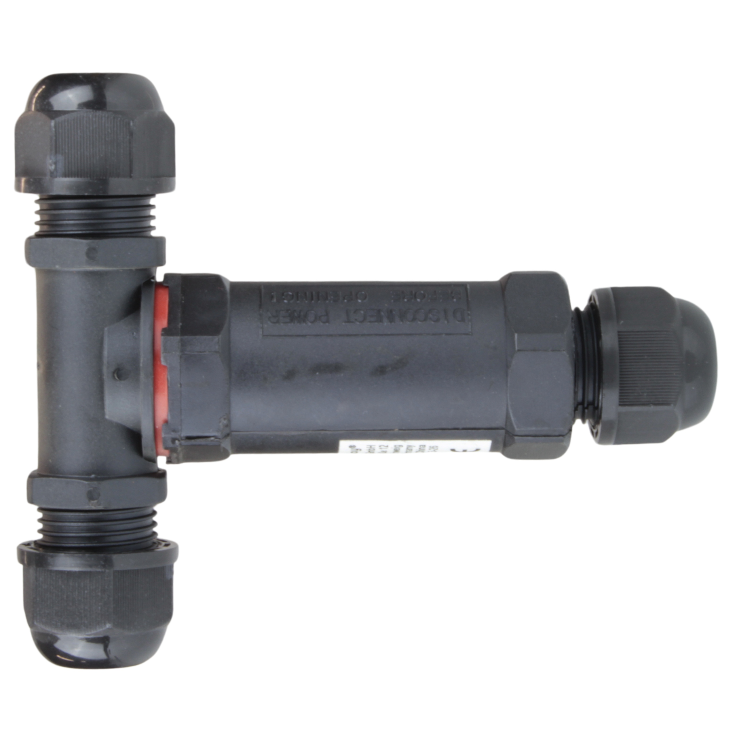 Hermetyczne Złącze Konektor Kablowy Trójnik Mufa Skręcana Czarna Typ T IP68