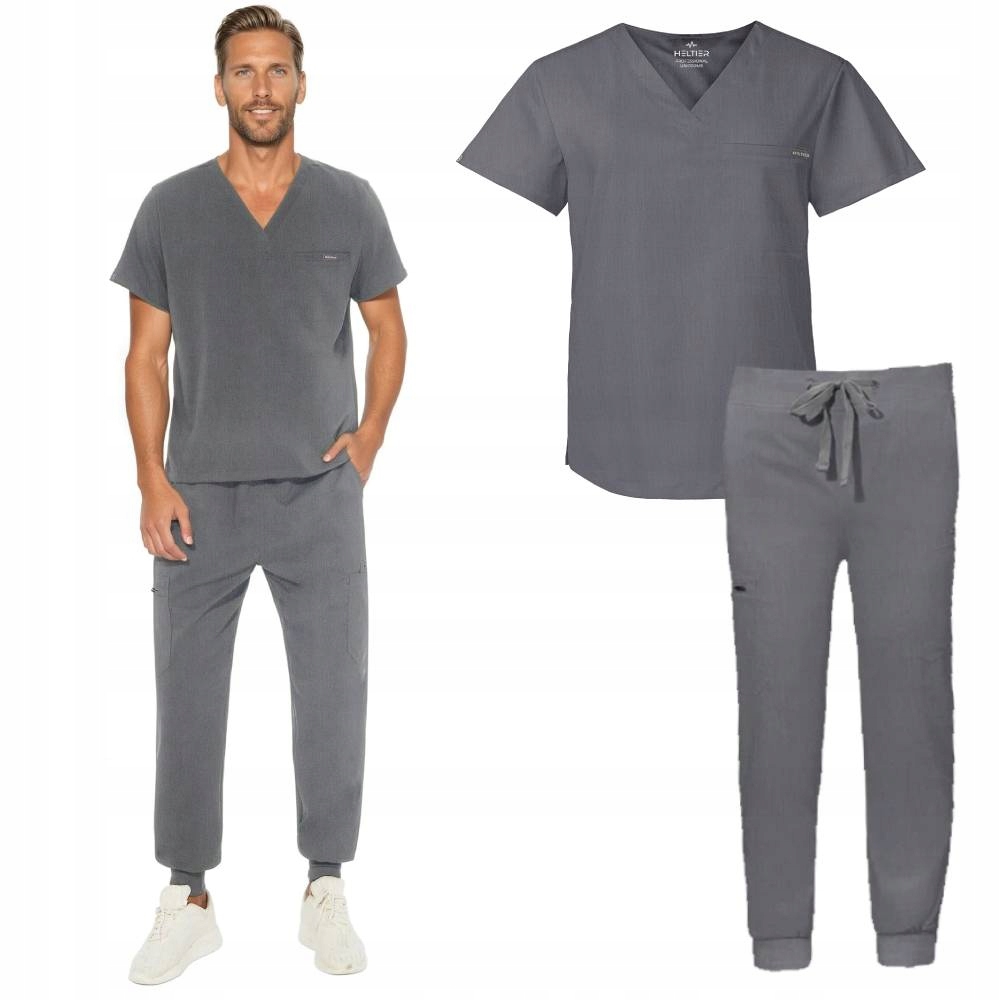 Komplet Medyczny Męski Scrub Uniform, Model Antidote, Kolor Grey Rozmiar XL