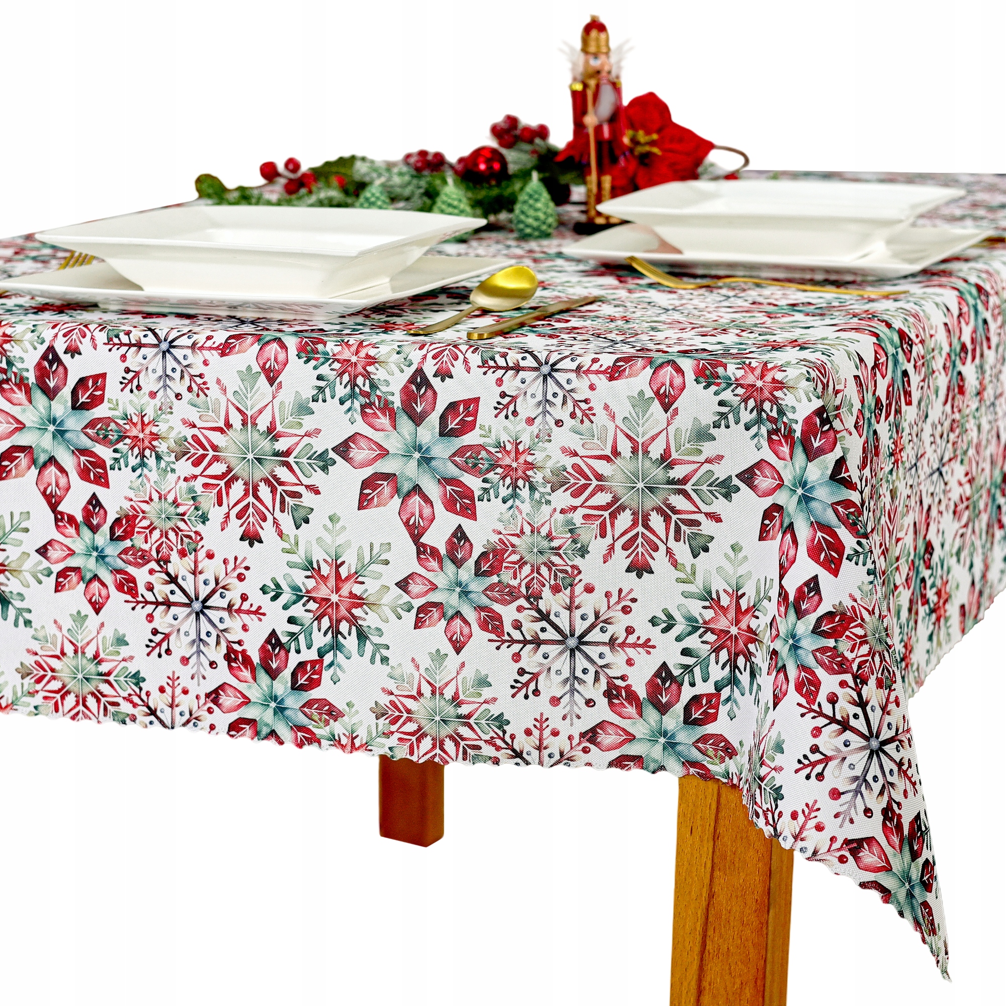 Vánoční ubrus odolný proti skvrnám Zimní mozaika 140 x 340 cm