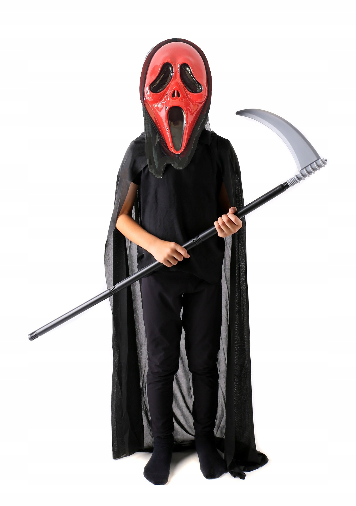 STRÓJ KRZYK NA HALLOWEEN HORROR STORY PELERYNA ORAZ MASKA Z KOSĄ