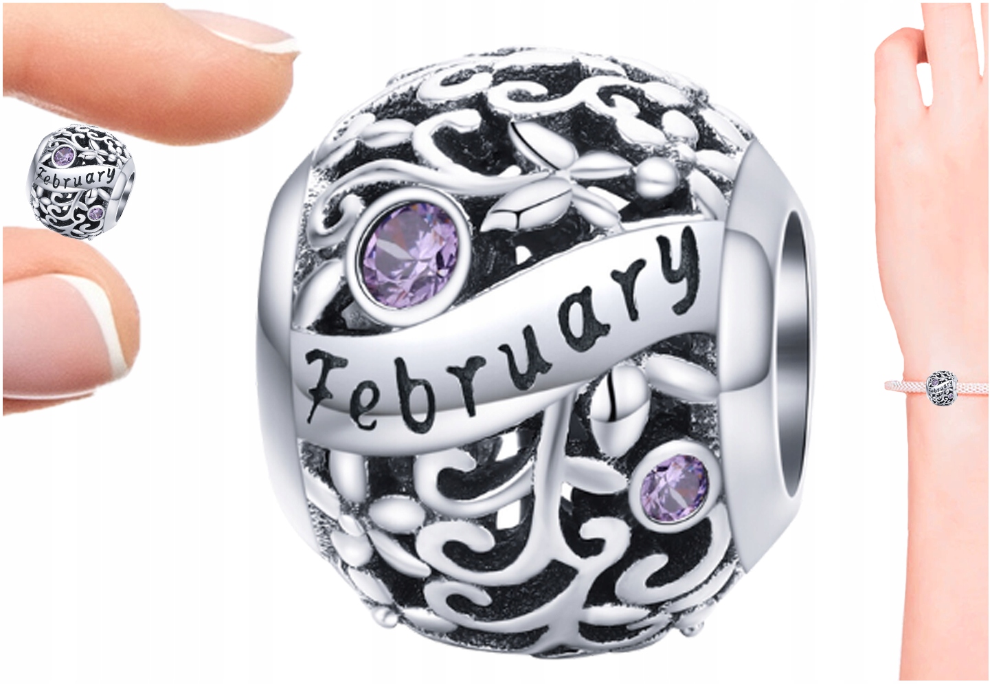 

Charms Miesiąc Luty Kamień Urodzinowy Srebro925