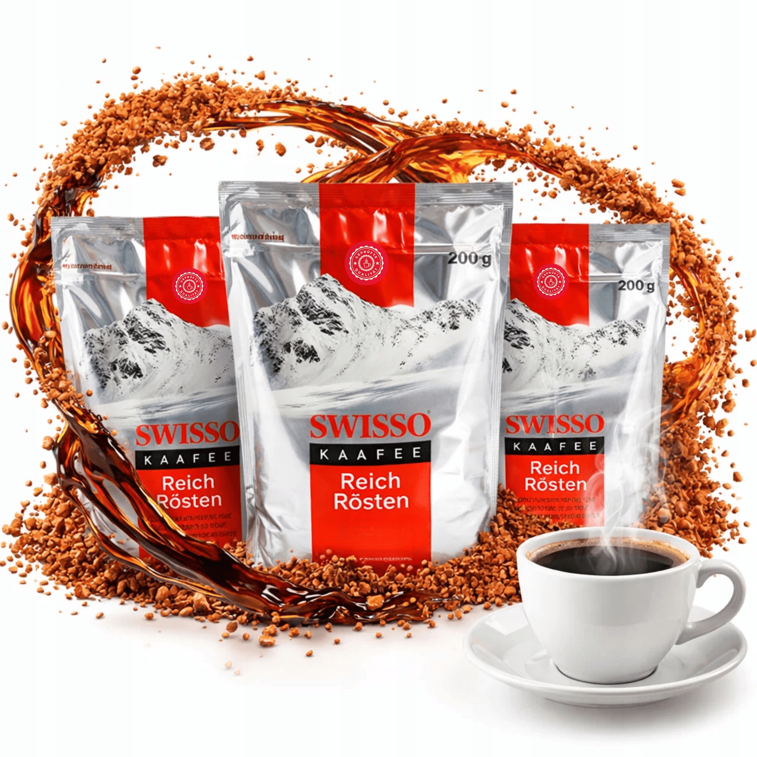 Levně Káva Arabica s bohatým aroma Swisso Reich Rosten 3x200g sáček