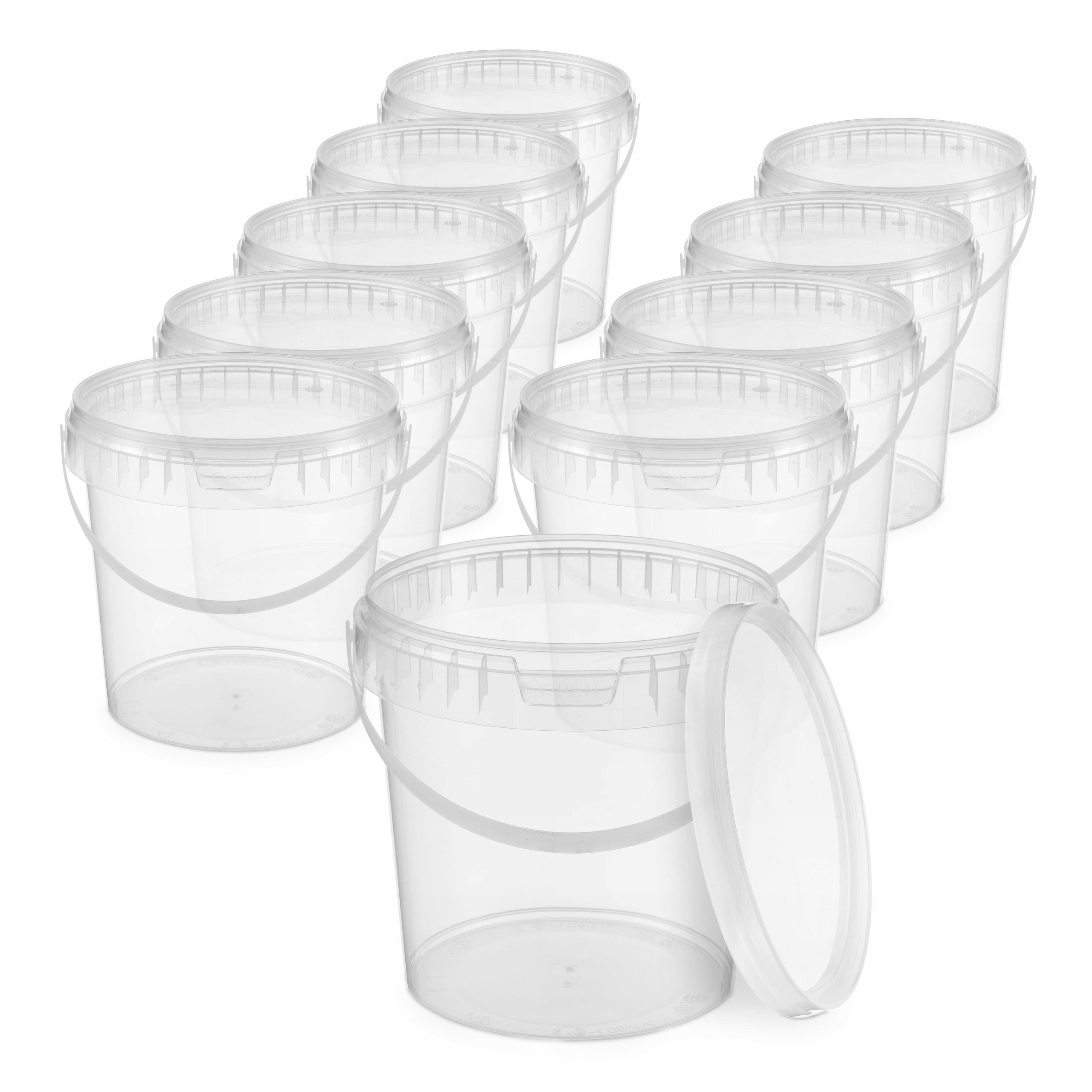 

10x Wiadro plastikowe z pokrywą 1 Litr na Żywność!