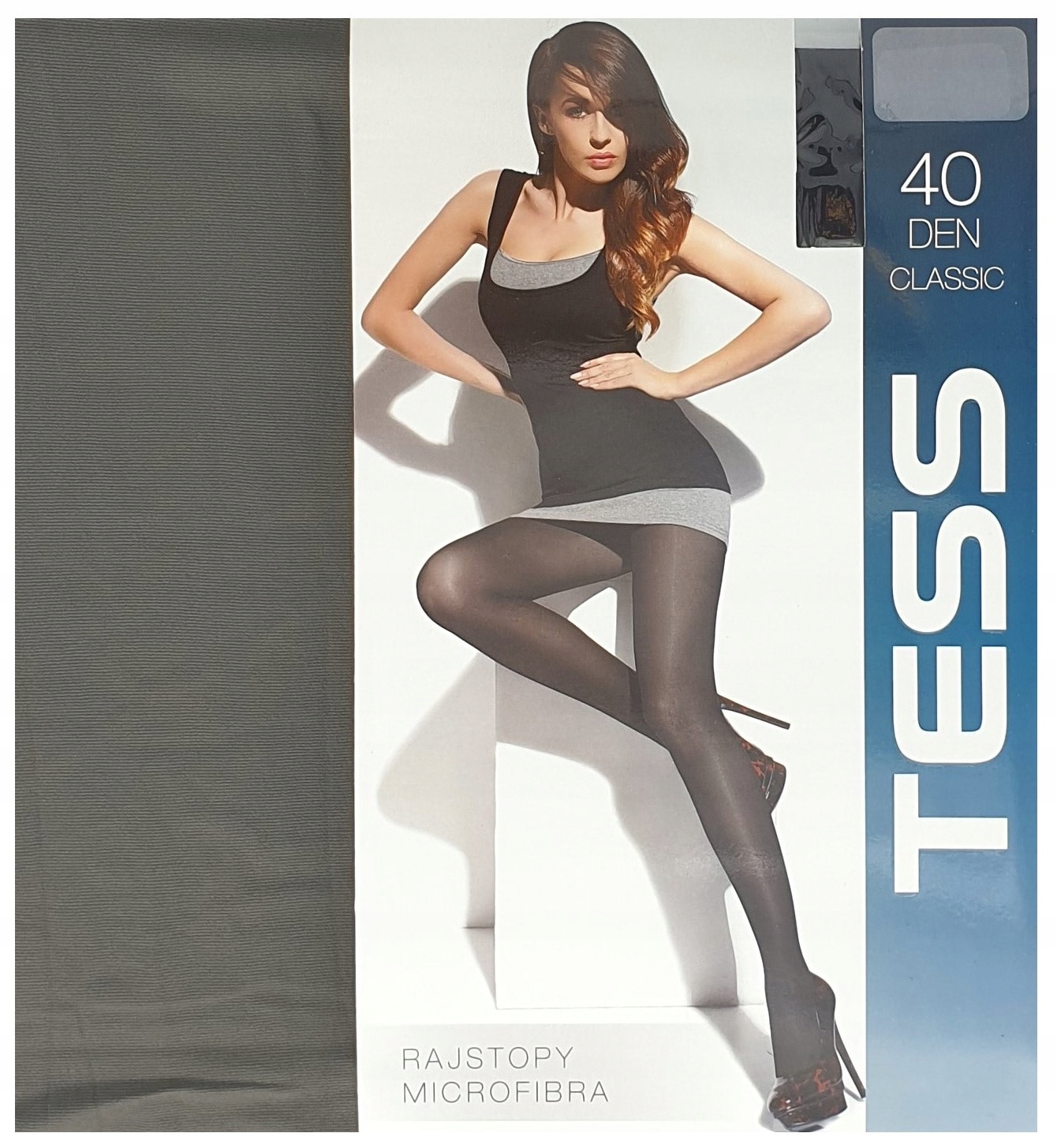 Rajstopy kryjące matowe bezmajtkowe MIKROFIBRA TESS 40 DEN kolor Szary r2