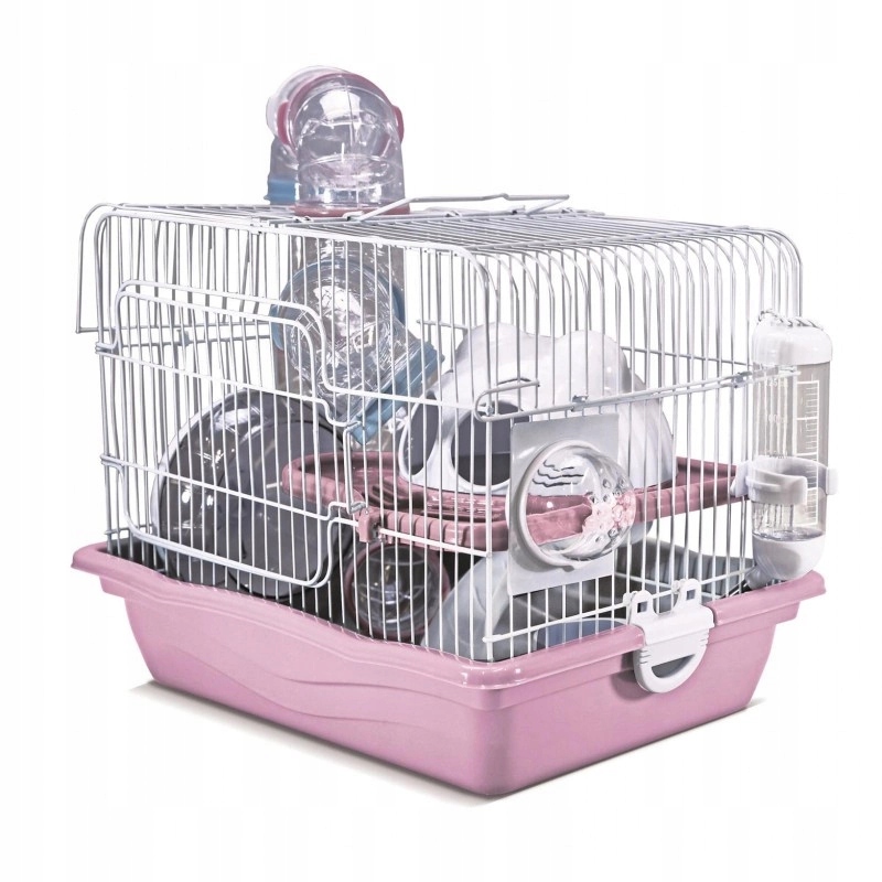 Klatka dla gryzoni 35,5x26,6x27,5 cm różowa Bogate Wyposażenie Gratis!