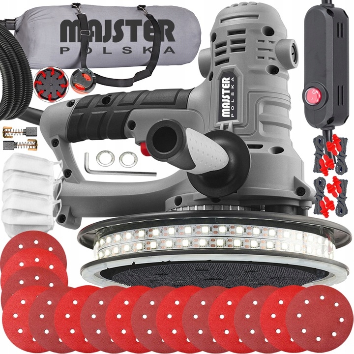 SZLIFIERKA Budowlana z Rączką do GIPSU TYNKÓW LED+ Maksymalna prędkość obrotowa 2300 RPM