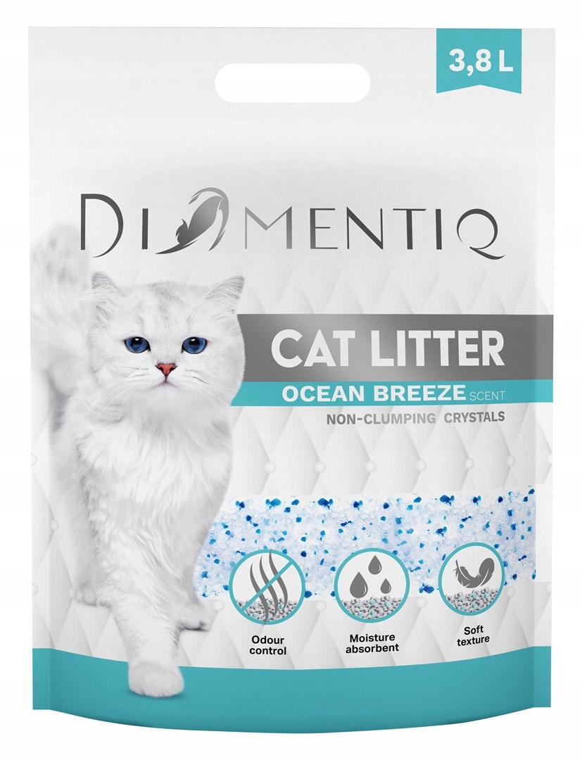 Diamentiq Ocean Breeze silikonová nehrudkující stelivo pro kočky 8x3,8 l