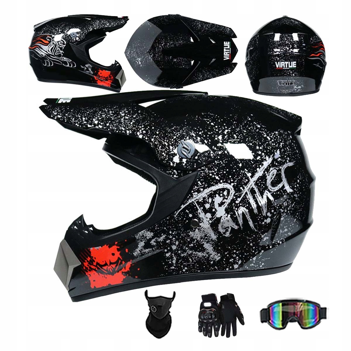 Motocyklová Přilba Lehká Enduro Quada Brýle Rukavice Maska XL