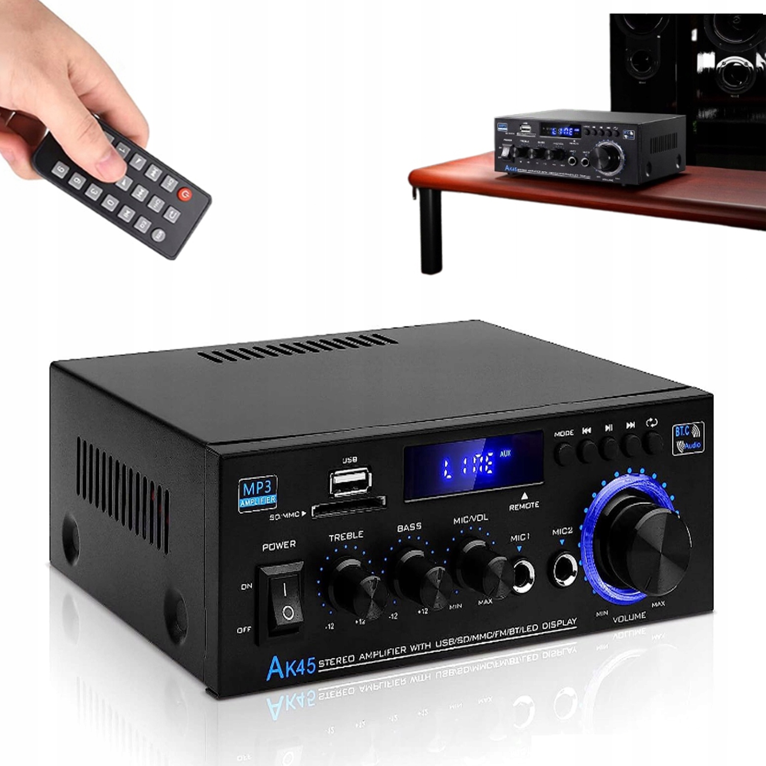 Digitální Zesilovač Stereo Zvuku Bluetooth S Konektorem Pro Mikrofon