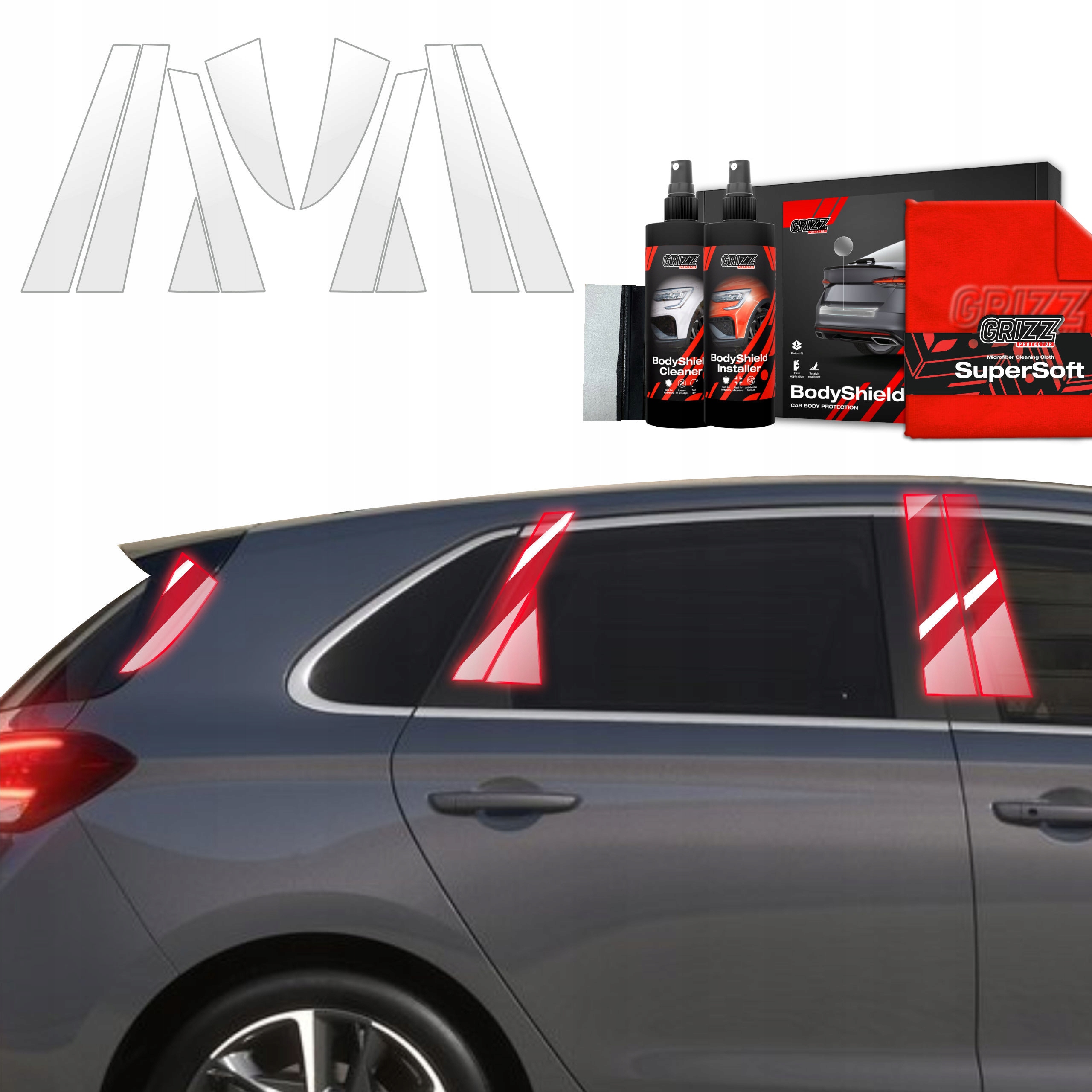 10v1 Fólie Ppf dýha na sloupky pro Hyundai i30 Hatchback (2020-2025) Grizz