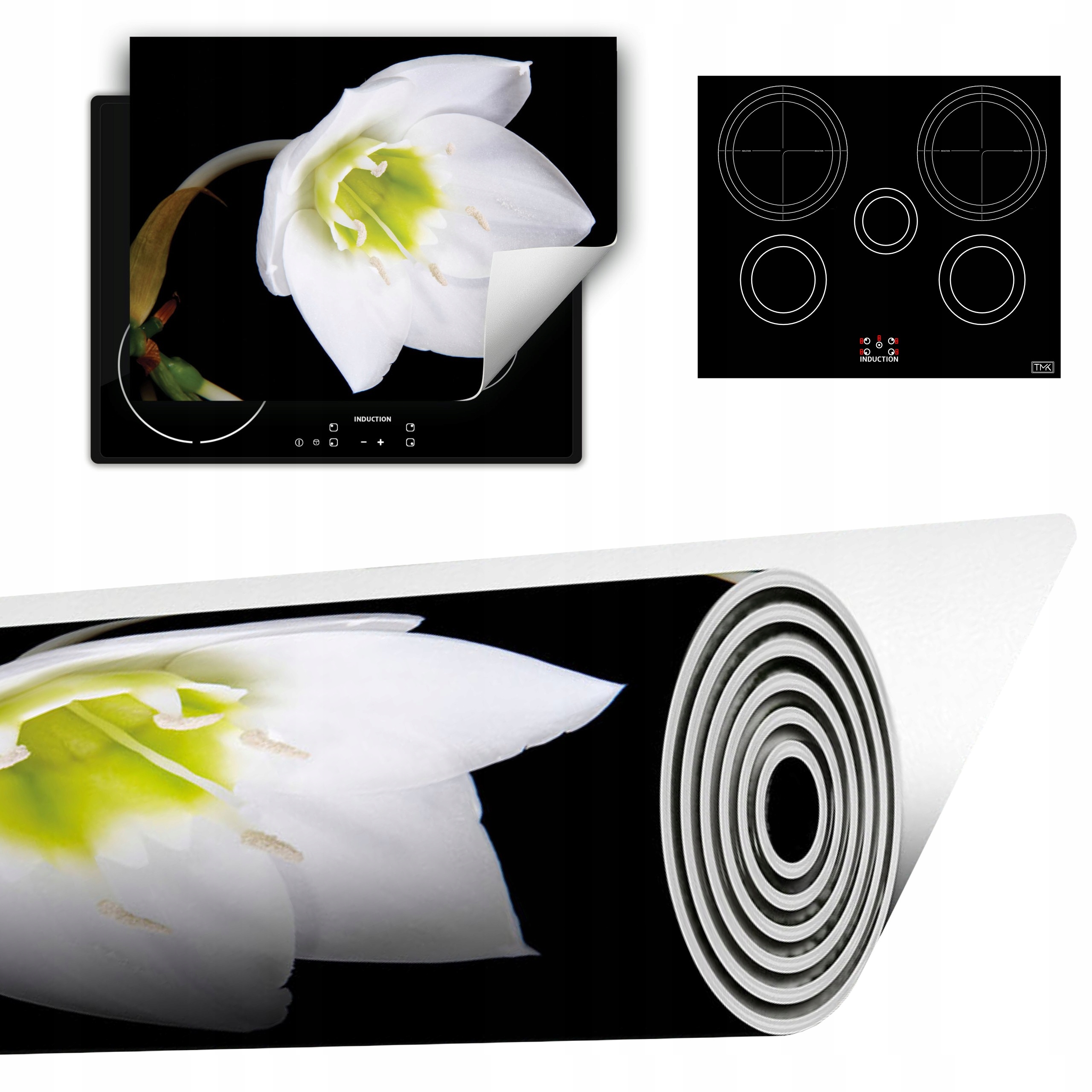 Vinylová Podložka Do Kuchyně Více Místa 70x52 černý květ