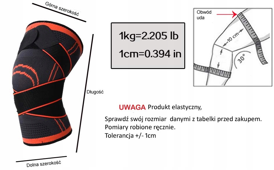 STABILIZATOR ŚCIĄGACZ NA KOLANO OPASKA KOLORY L Rozmiar L