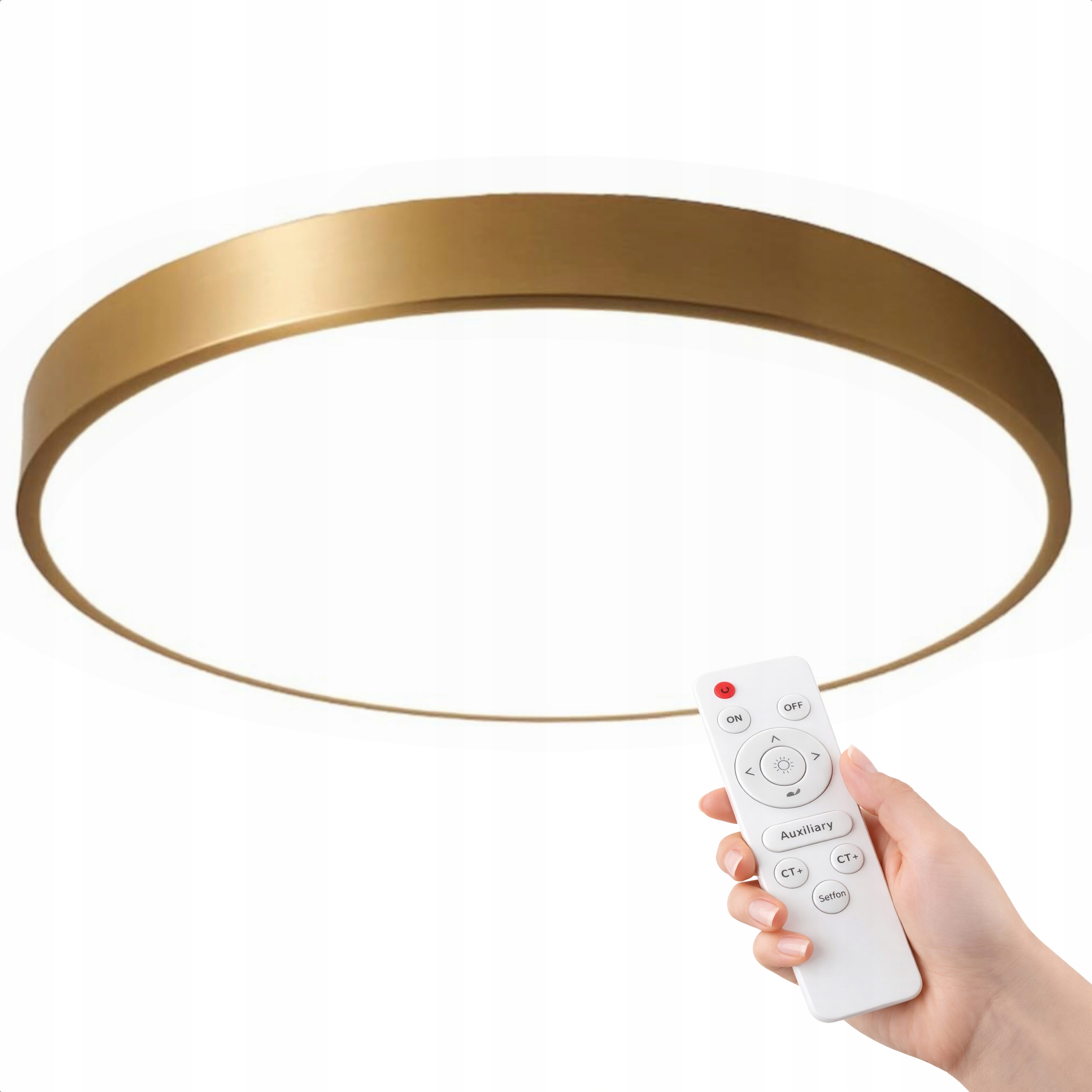 Kulatá Zlatá Stropní Lampa 60 CM Stropní Svítidlo Moderní 3 Barvy Led Do Obývacího Pokoje
