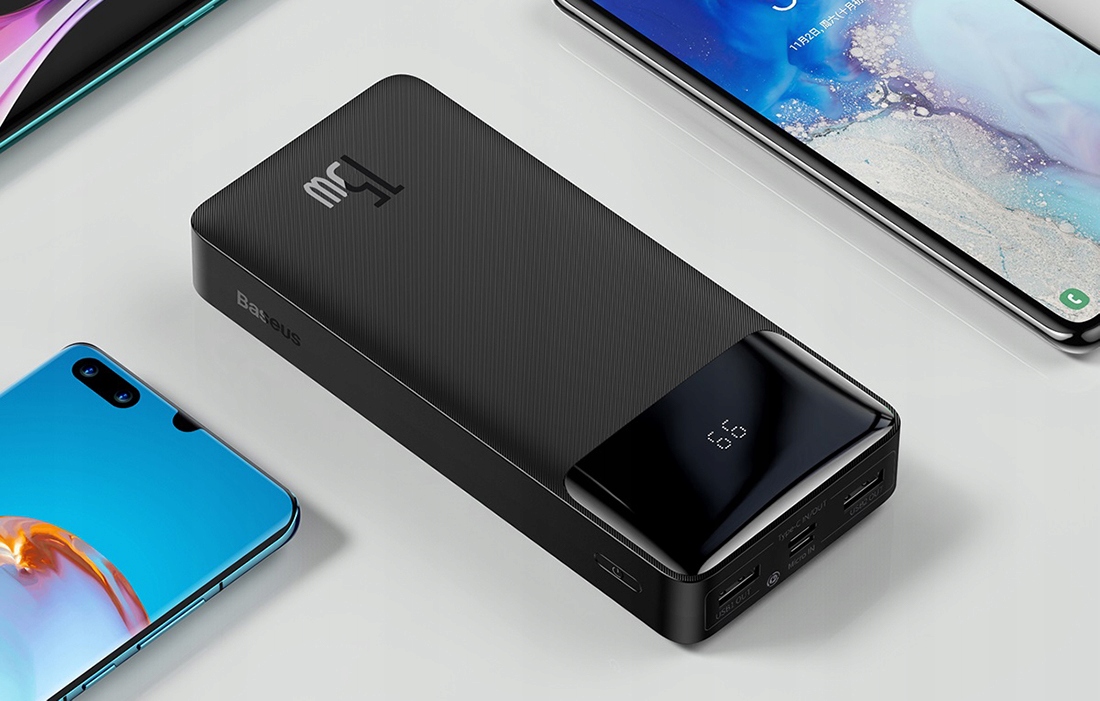 BASEUS DUŻY MOCNY POWERBANK 30000MAH 2X USB-A 1X USB-C QC PD 15W 3A 5V LCD Typ akumulatora litowo-polimerowy