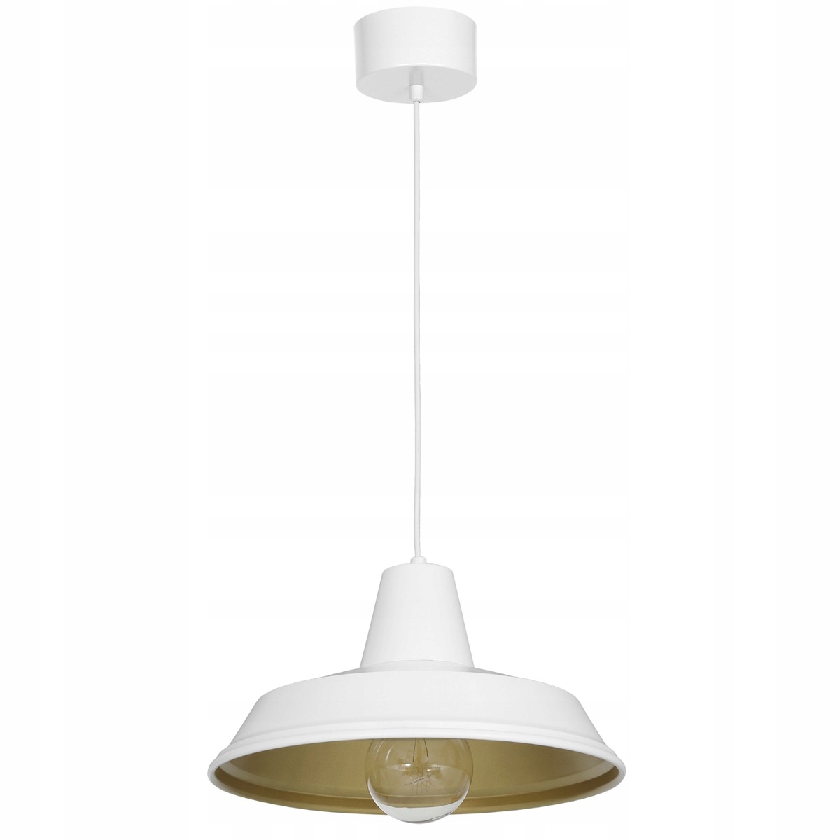Závěsná lampa loft industriální bílá zlatá kulatá 36 cm do kuchyně Luminex