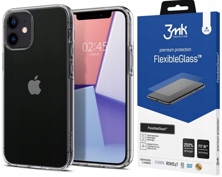 

Etui do iPhone 12 Mini, Spigen case cover + Szkło