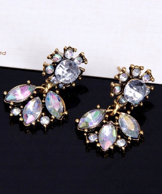 KOLCZYKI CRYSTAL KWIATY OPALIZUJĄCE Kamień Cyrkonia