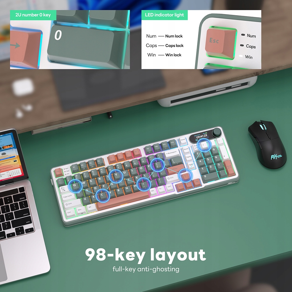 ROYAL KLUDGE RK-S98 Camping Green Gaming Keyboard Chartreuse switch — 6