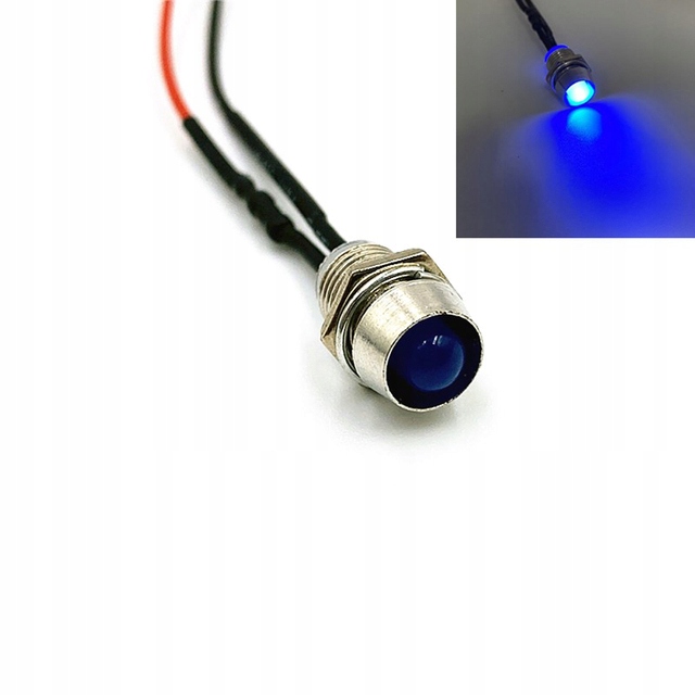 

Kontrolka Led 5mm 24V DC niebieska metal wklęsła