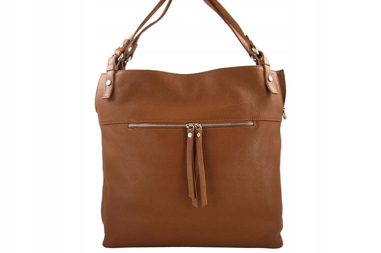 Velká kožená taška shopper bag A4 Hnědá