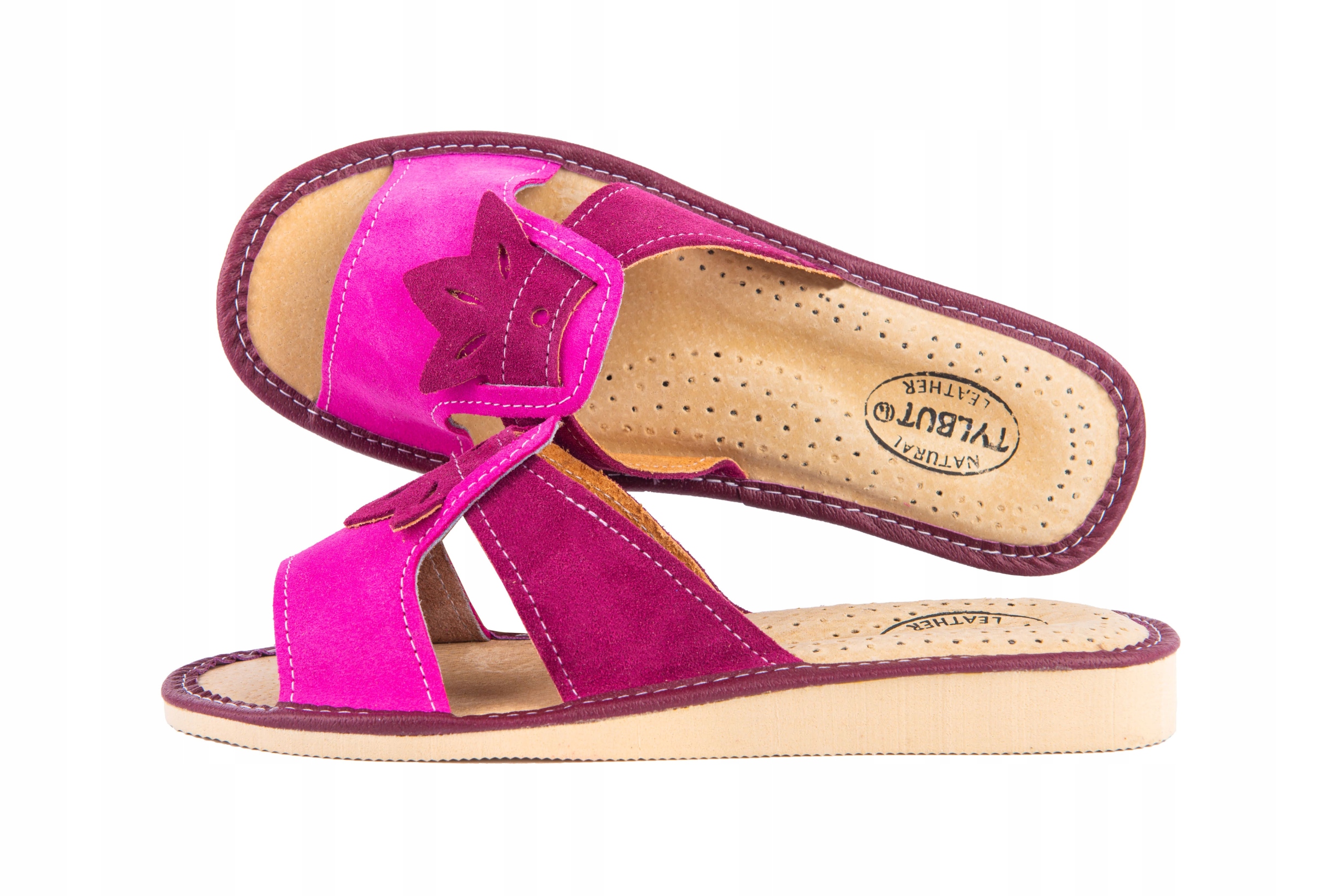 

Kapcie Damskie Skórzane, Pantofle Odkryte Klapki