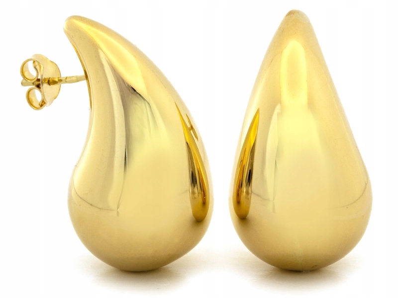 Modní Zlaté Náušnice 585 moderní velké kapky na topu na tyči