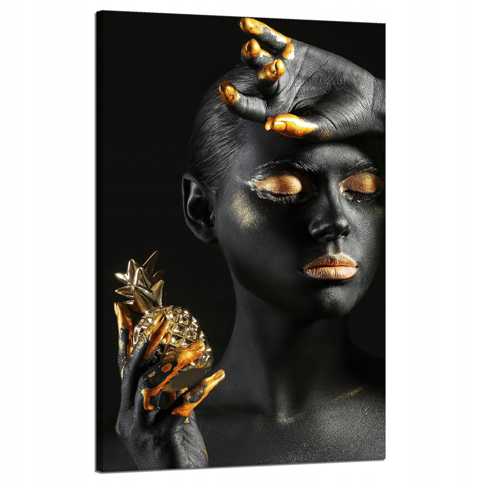 Obraz na plátně Černá žena Zlaté rty Umění 50x80 cm