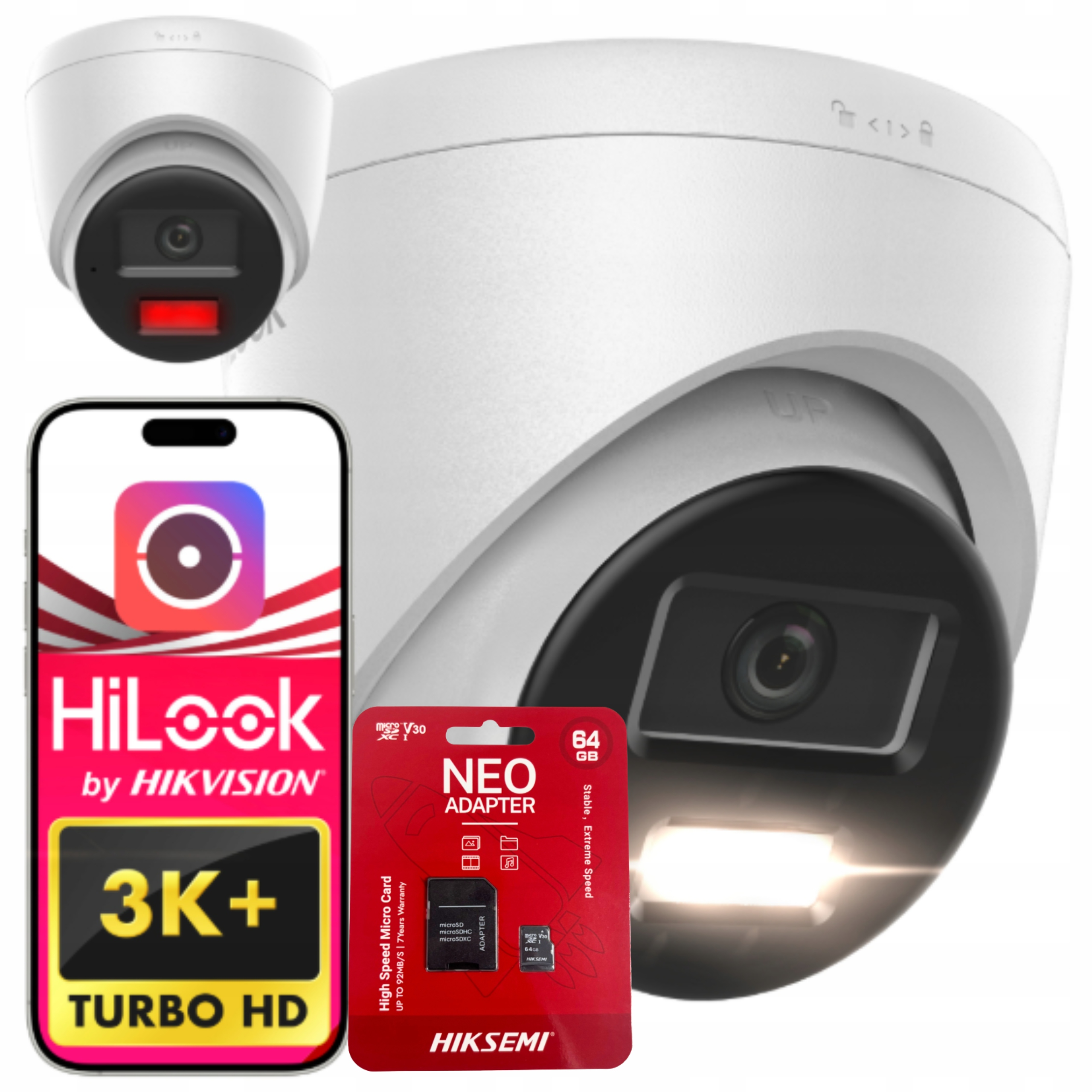 Kamera zewnętrzna Ip 3K 6MP PoE HiLook IPCAM-T6-30DL/A Hybrid-Light 64GB