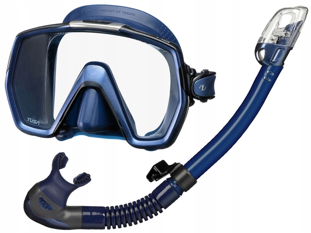 Tusa Zestaw Nurkowy Pro maska Freedom Hd fajka Dry snorkeling Qid granatowy