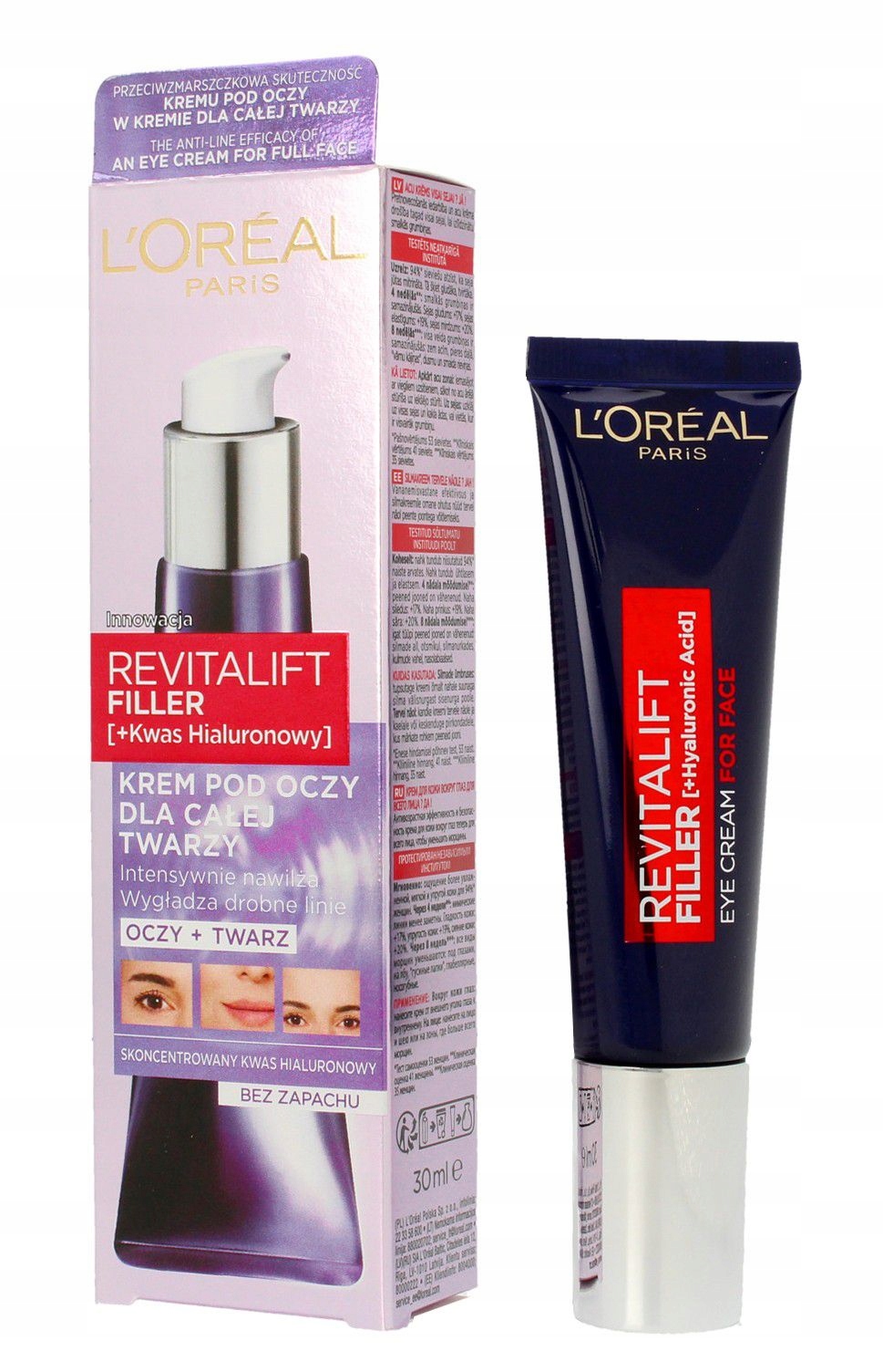 Loreal Revitalift Filler Krém Pod Oči A Na Celý Obličej 30 ML