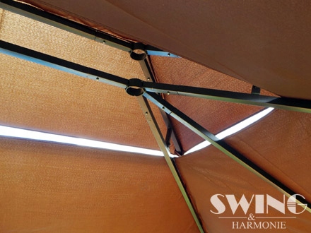 PAWILON OGRODOWY 3X4 NAMIOT OGRODOWY OŚWIETLENIE LED ZASŁONY BRĄZOWY BRĄZ Szerokość 3 m