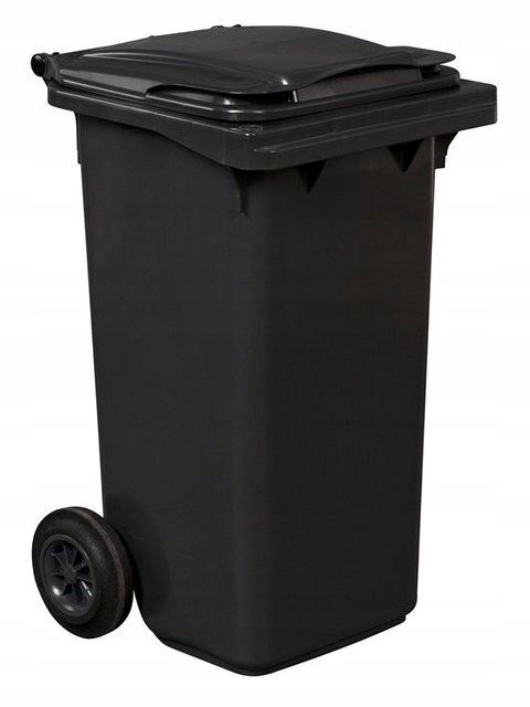 Kosz na odpady 240 litrów czarny – solidny pojemnik z kółkami i klapą