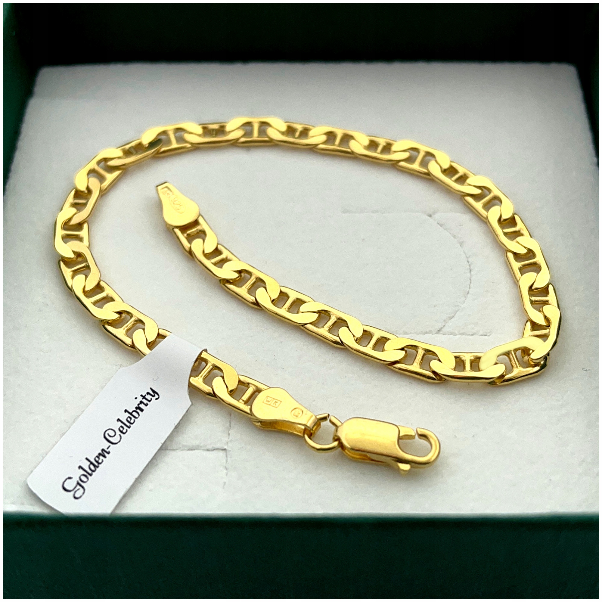 Pánský Zlatý Náramek Gucci 21cm/4,5mm 585/925 Stříbro Pozlacený Dárek