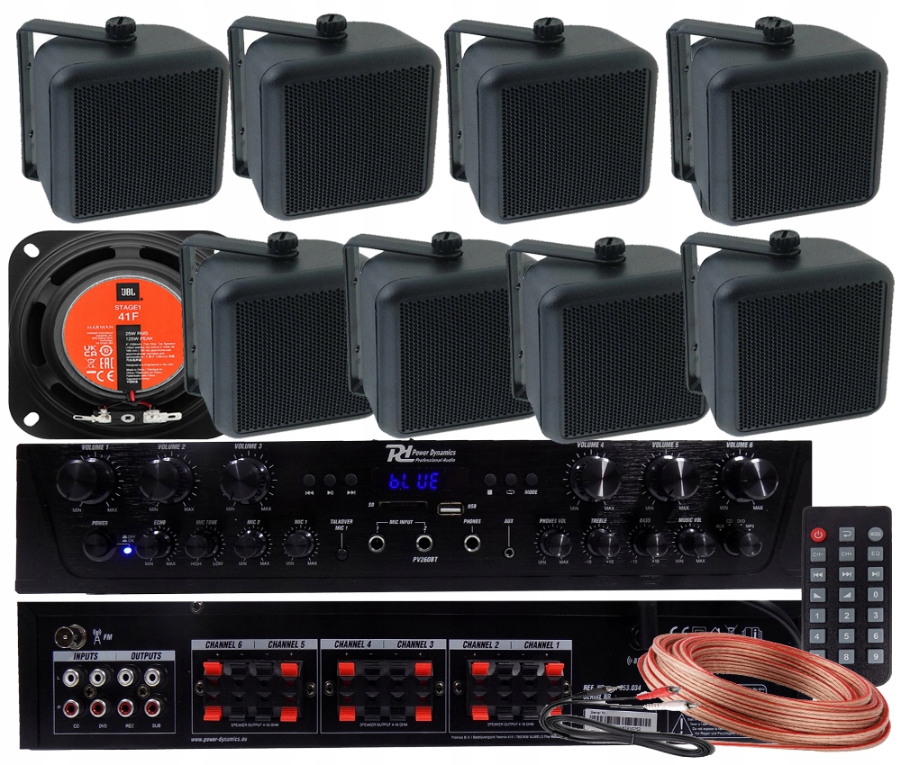 JBL KOLUMNY GŁOŚNIKI NAŚCIENNE 8K NAGŁOŚNIENIE WZMACNIACZ BLUETOOTH 6 STREF